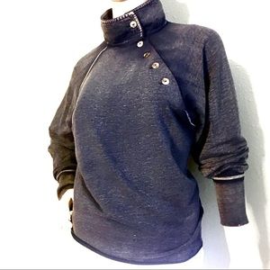 Free People Mock Style Jersey Knit indigo Blue Top Size XS